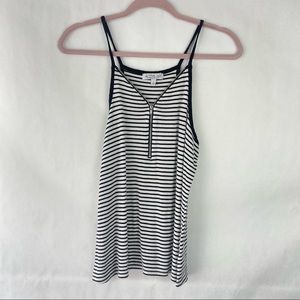 Active USA Striped Quarter Zip Tank Top Size L
